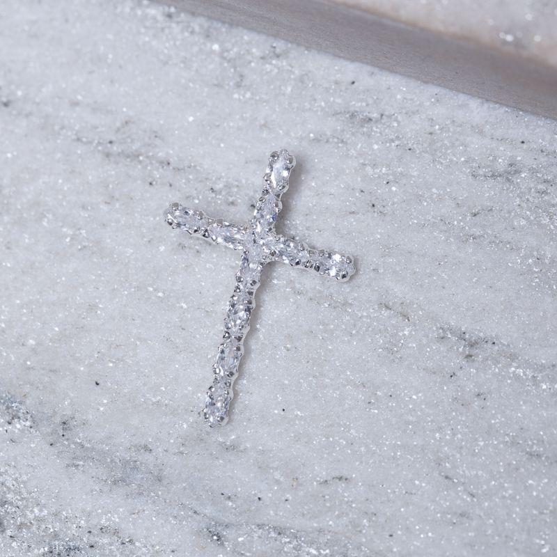 PINGENTE CRUZ COM PEDRAS CRISTAIS BANHO PRATA