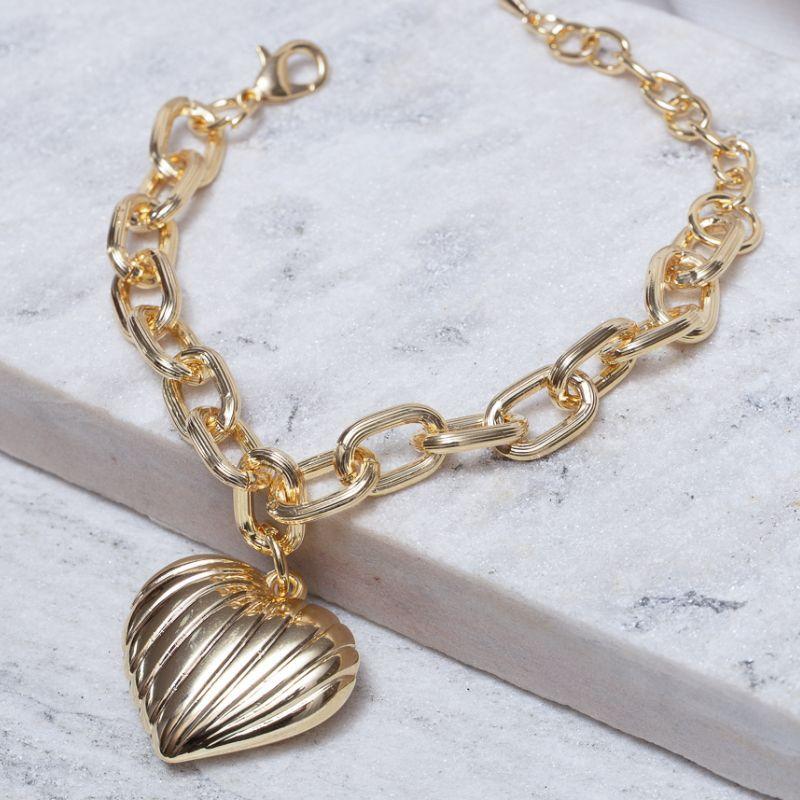 PULSEIRA CORRENTE RISCADA COM CORAÇÃO OURO 18K