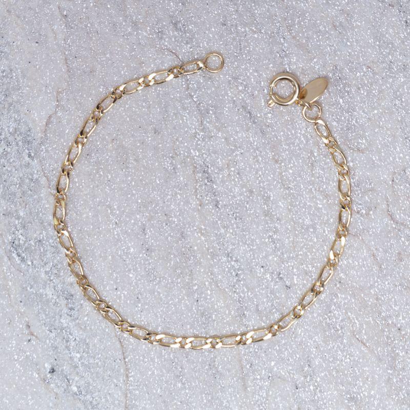 PULSEIRA INFANTIL MASCULINA ELOS DUPLOS BANHO OURO 18K