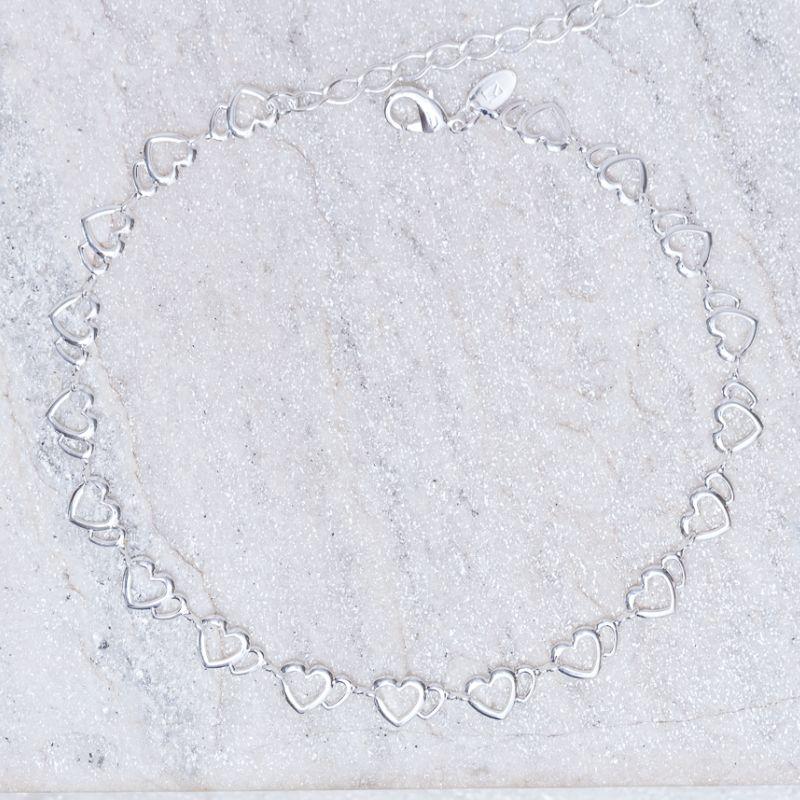 TORNOZELEIRA CORAÇÕES VAZADOS BANHO PRATA