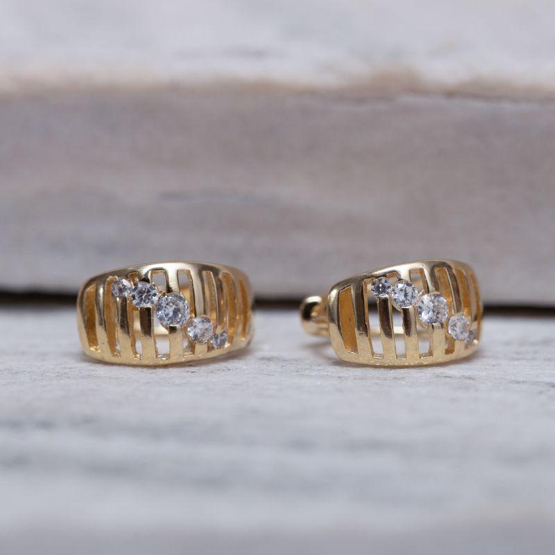 BRINCO ARGOLA ARAMADA COM ZIRCÔNIAS BANHO OURO 18K