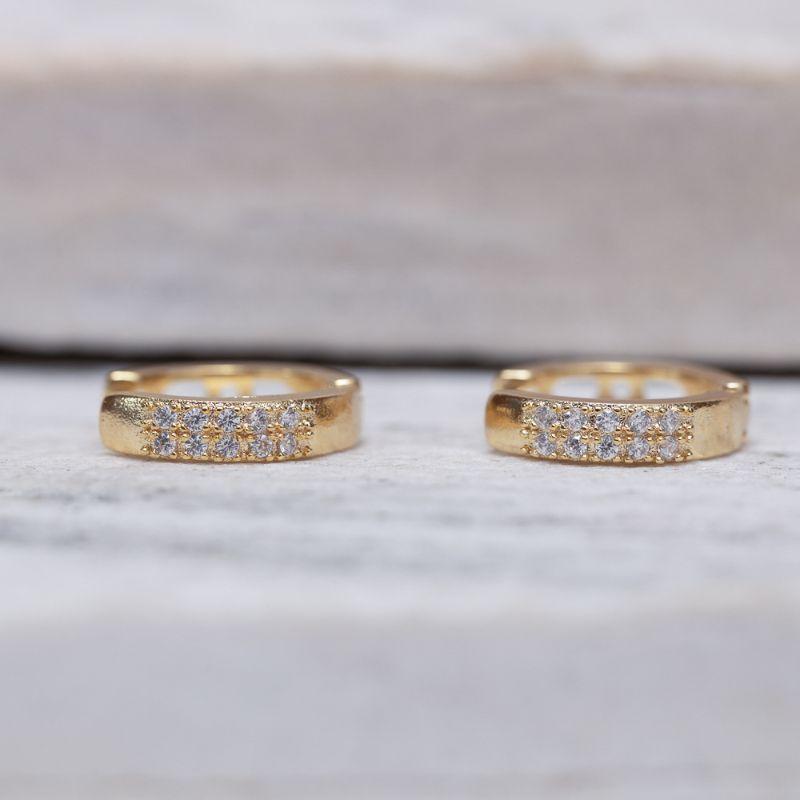 BRINCO ARGOLA FILEIRA DUPLA BANHO OURO 18K