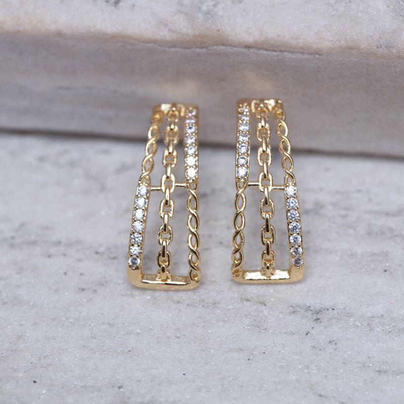 BRINCO EAR CUFF ELOS BANHO OURO 18K