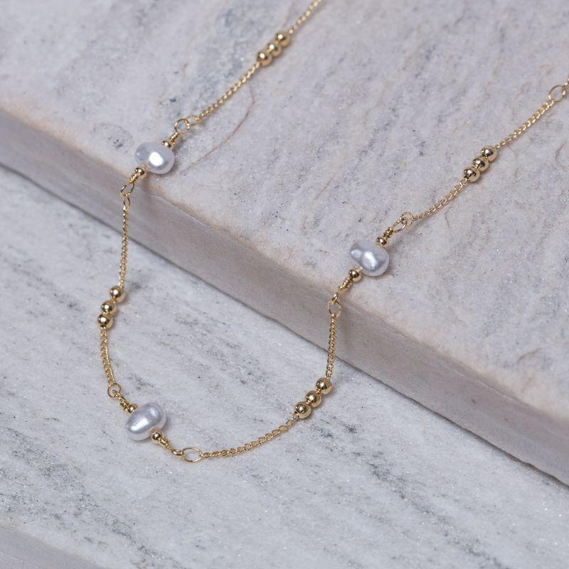 CHOKER PÉROLAS E BOLINHAS BANHO OURO 18K