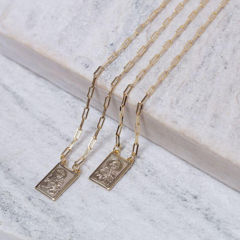 COLAR ESCAPULÁRIO SAGRADO CORAÇÃO BANHO OURO 18K