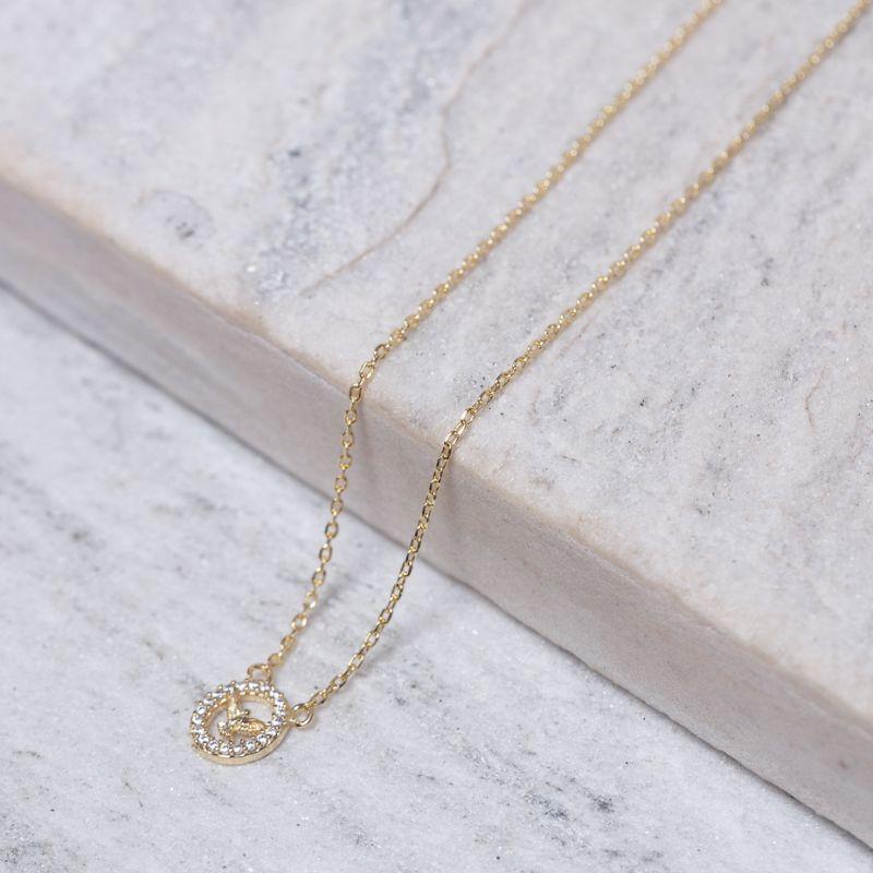 COLAR ESPÍRITO SANTO P CRAVEJADO BANHO OURO 18K