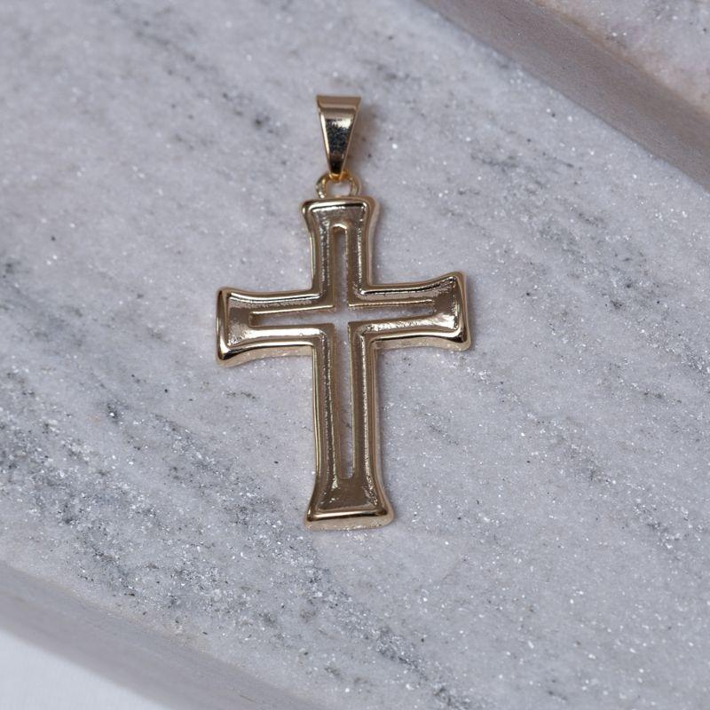 PINGENTE CRUZ G VAZADA BANHO OURO 18K