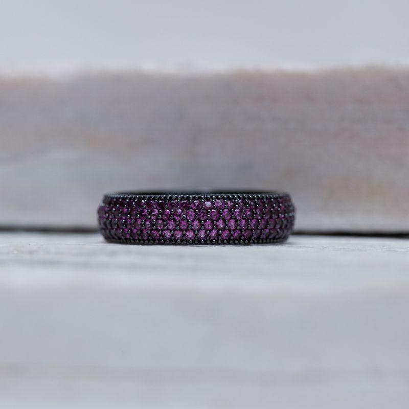 ANEL CRAVEJADO PINK BANHO RÓDIO NEGRO