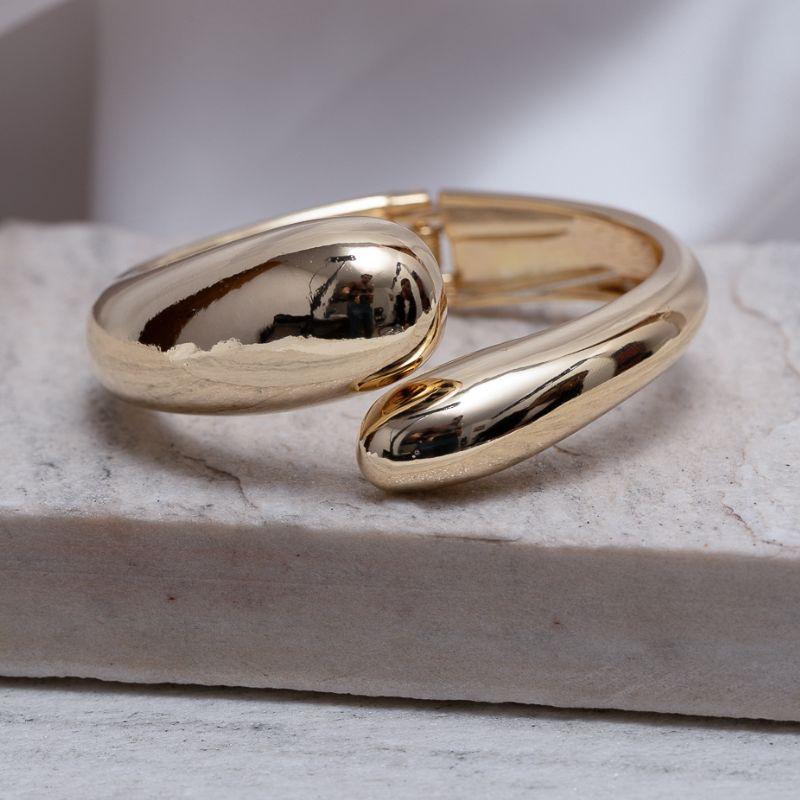 BRACELETE ABAULADO ABERTO BANHO OURO 18K