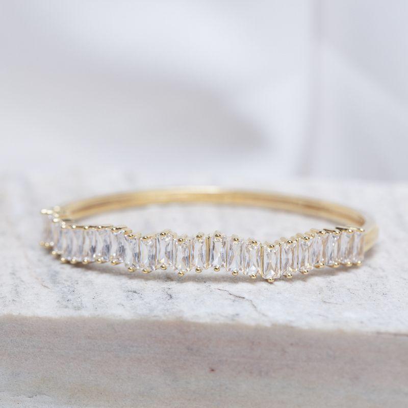 BRACELETE COM ZIRCÔNIAS CRISTAIS BANHO OURO 18K