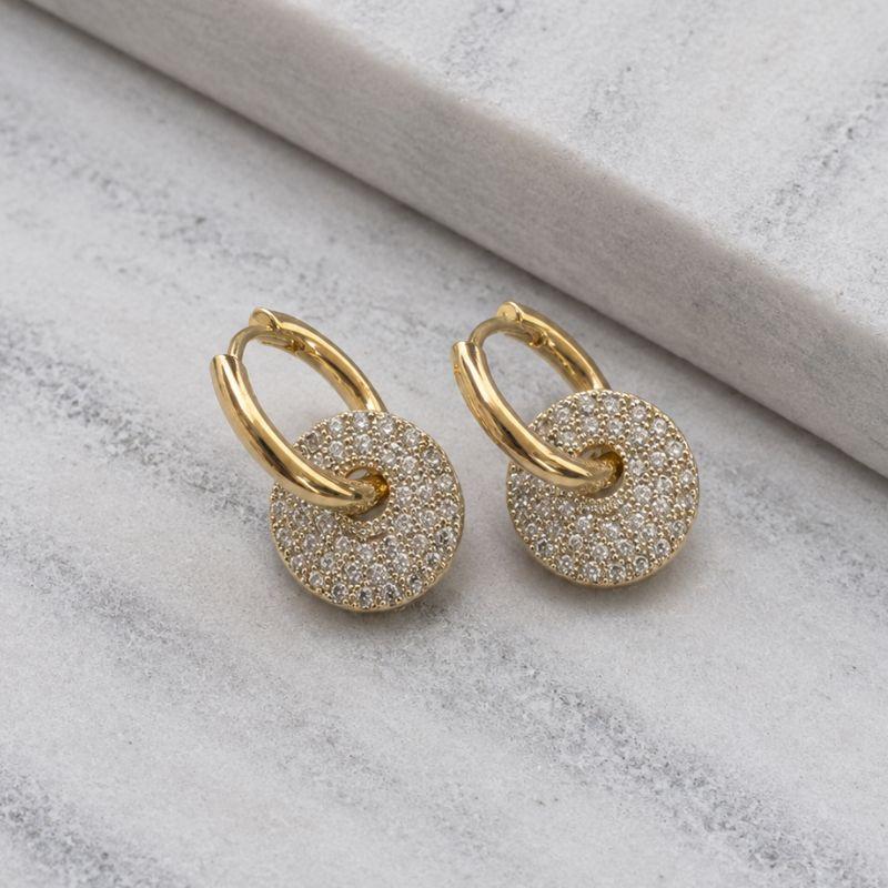 BRINCO ARGOLA PINGENTE ZIRCÔNIA COM CANETA DE RÓDIO BRANCO BANHO OURO 18K