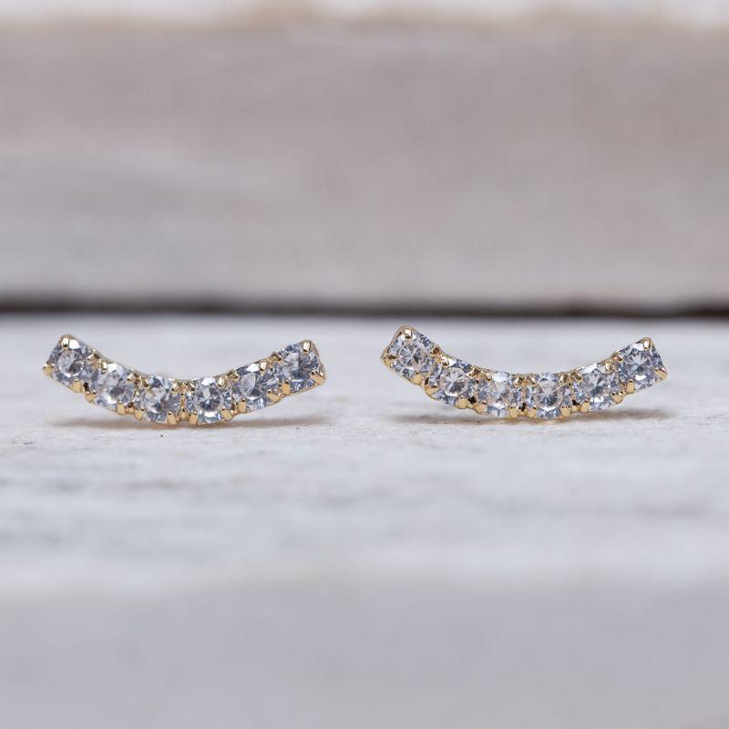 BRINCO EAR CUFF DELICADO CRISTAL BANHO OURO 18K