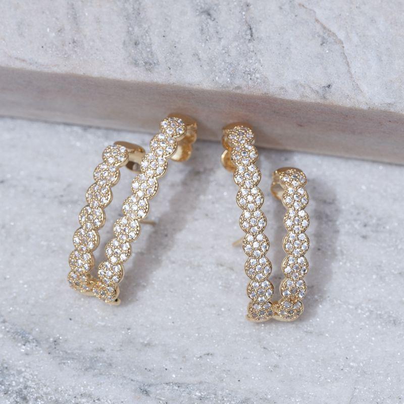 BRINCO EAR CUFF ZIRCÔNIA CRISTAL BANHO OURO 18K