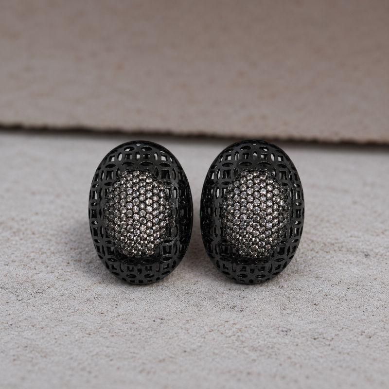 BRINCO TRABALHADO COM ZIRCÔNIAS BANHO RÓDIO NEGRO