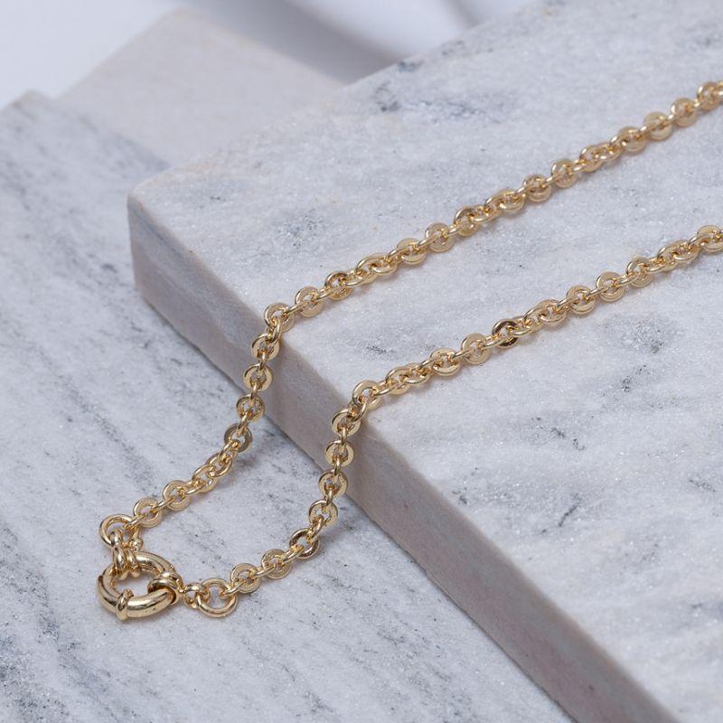 COLAR ELO PORTUGUÊS COM FECHO BOIA BANHO OURO 18K