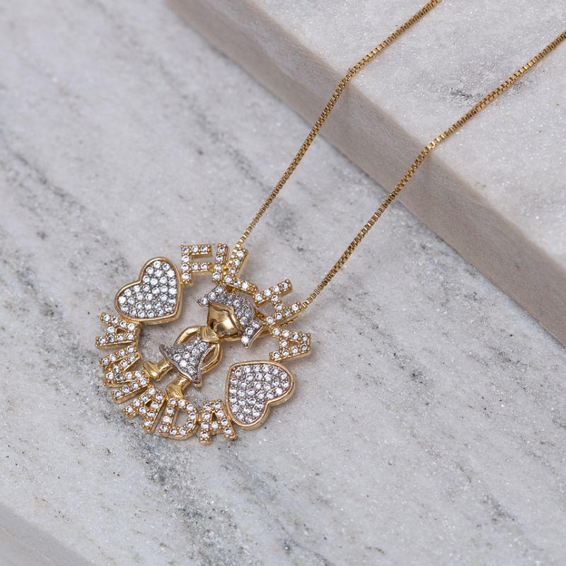 COLAR FILHA AMADA COM ZIRCÔNIAS BANHO OURO 18K