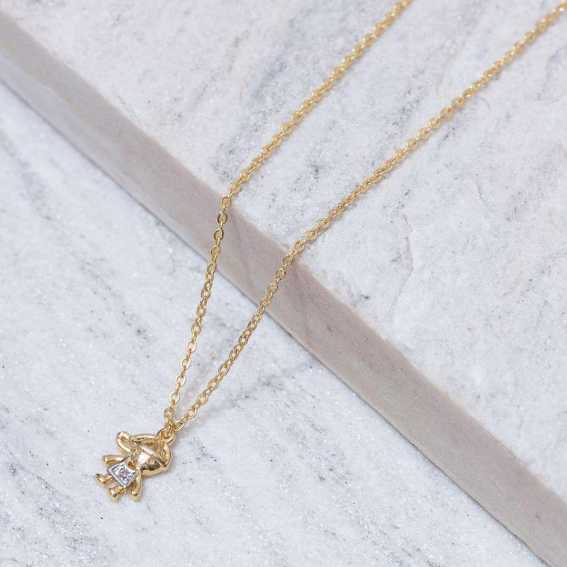 COLAR FILHO MENINO COM CANETA RÓDIO BRANCO BANHO OURO 18K