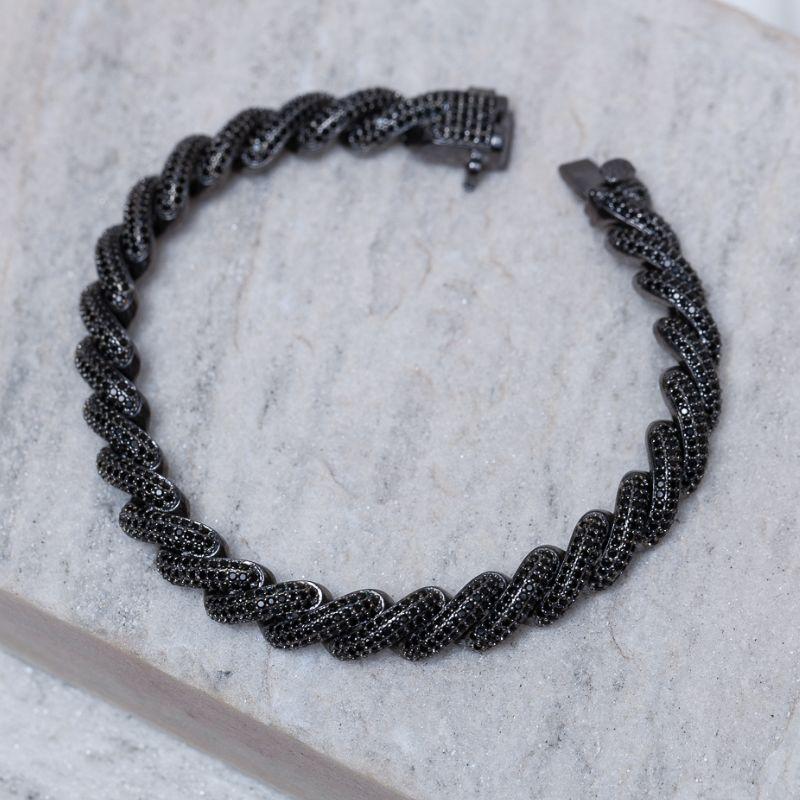PULSEIRA COM ZIRCÔNIAS NEGRAS BANHO RÓDIO NEGRO