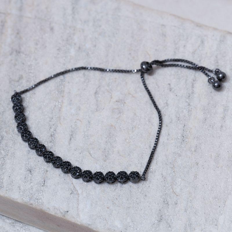 PULSEIRA GRAVATINHA COM ZIRCÔNIAS NEGRAS BANHO RÓDIO NEGRO