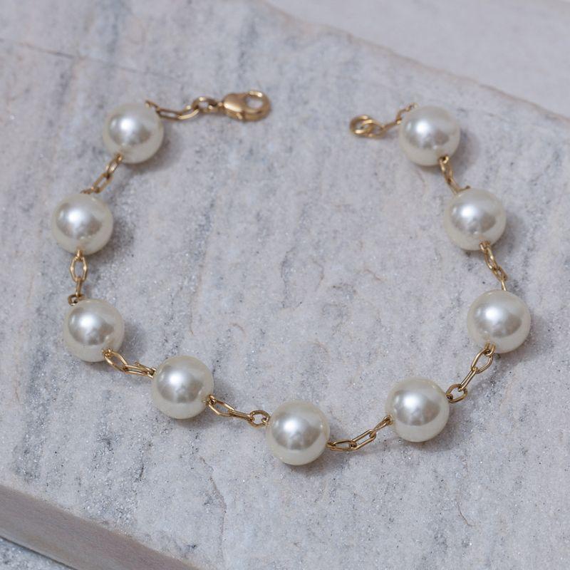 PULSEIRA PÉROLA G MIX DE ELOS BANHO OURO 18K