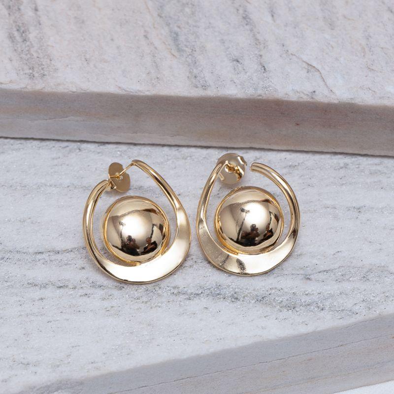 BRINCO ARO COM ESFERA BANHO OURO 18K