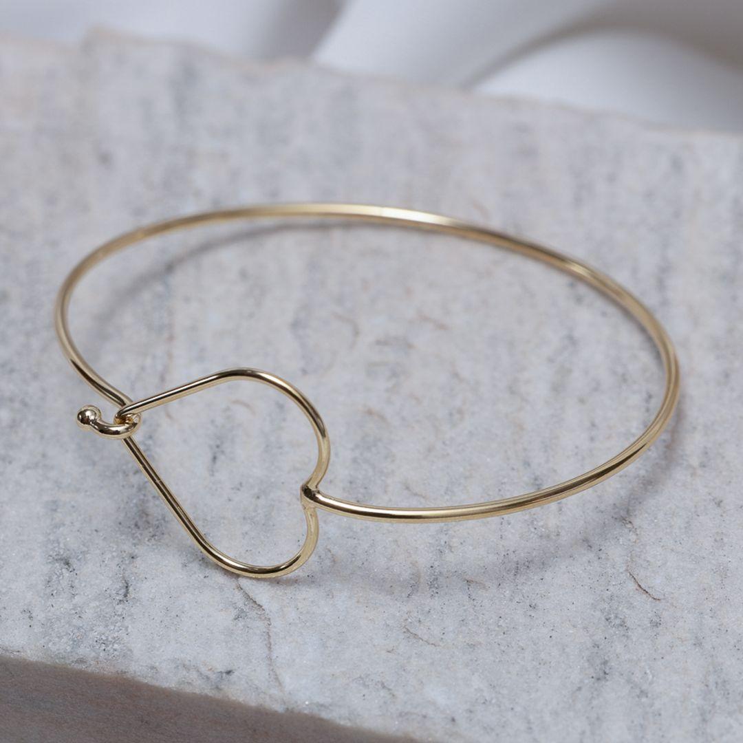 BRACELETE FECHO CORAÇÃO BANHO OURO 18K