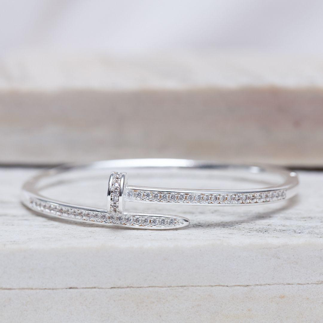 BRACELETE PREGO CRAVEJADO BANHO PRATA
