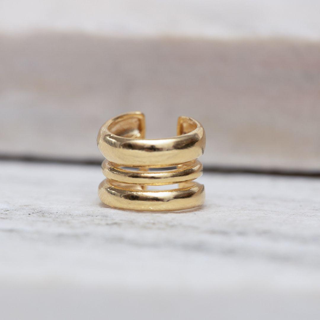 BRINCO FAKE 3 AROS BANHO OURO 18K