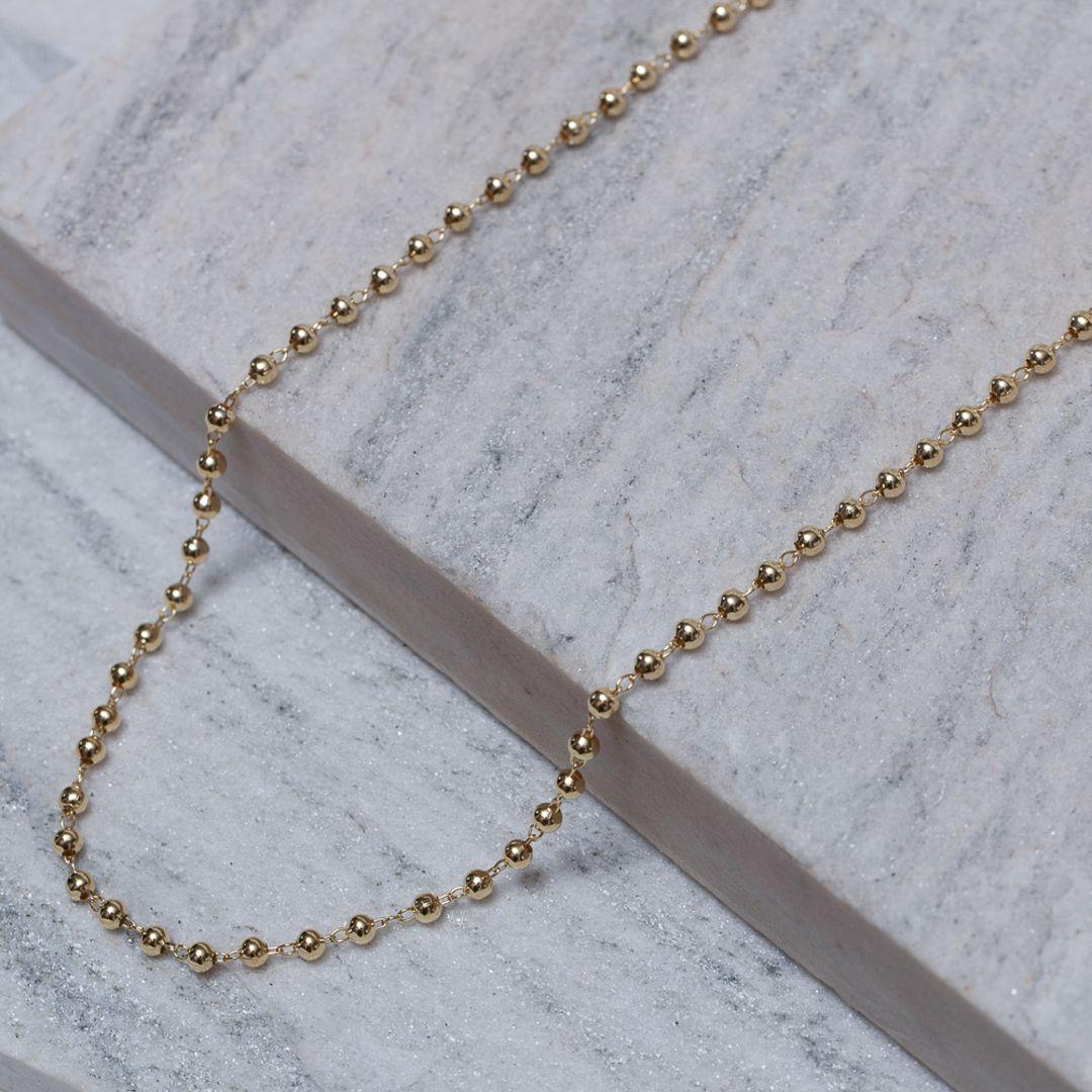 CHOKER BOLINHAS LISAS BANHO OURO 18K