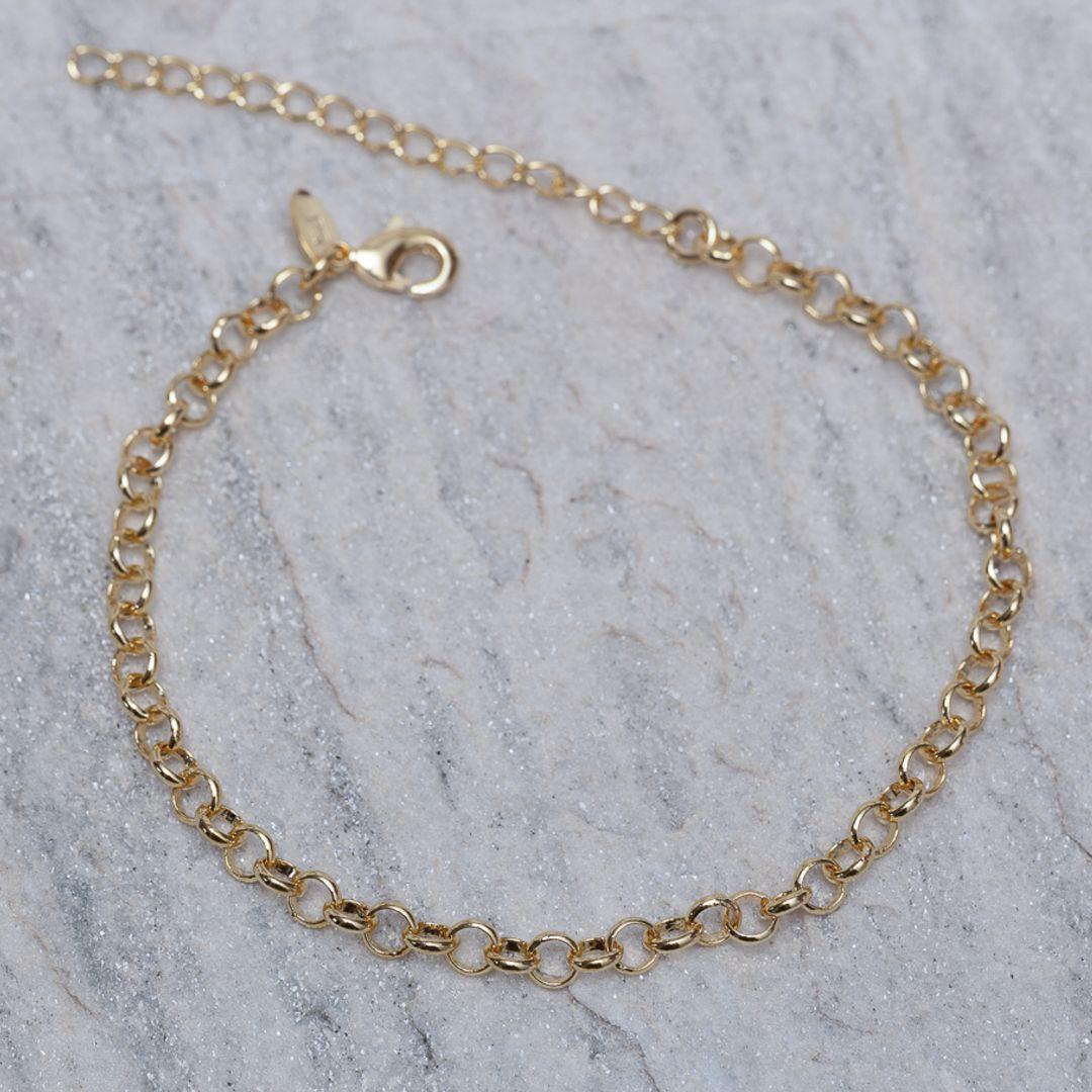 PULSEIRA ELO PORTUGUÊS 4MM BANHO OURO 18K