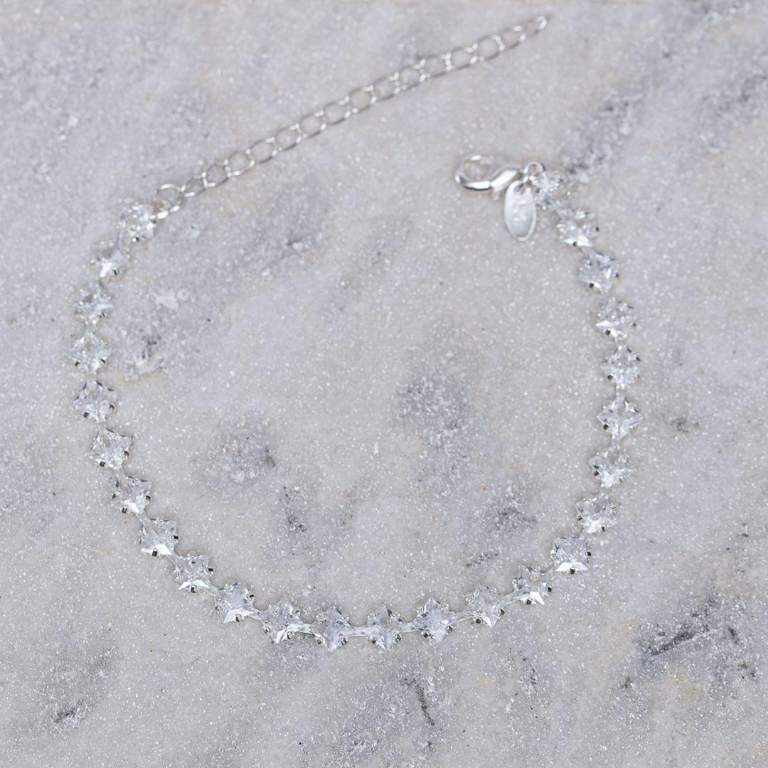 PULSEIRA RIVIER COM PEDRAS CRISTAIS CT BANHO PRATA